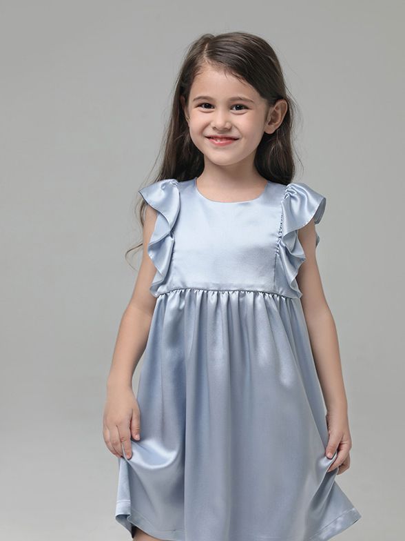 19 Momme Girls Nice Silk Nightgown With Ruffles